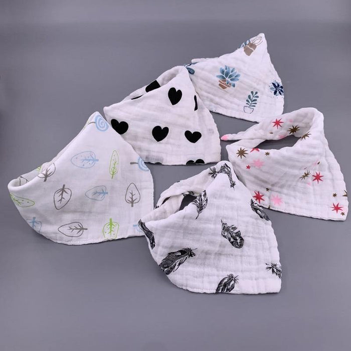 Modern 5PCS/Pack Cotton Baby Bibs 4 Lyers Girls Boys Triangle Feeding Burp Cloth  Collar Scarf For Feeding