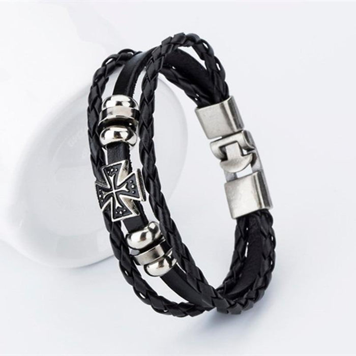 Endless August New Pirate Style Alloy Stainless Steel Anchor Bracelet For Men Genuine Cow Leather Bracelet Jewelry Bangles