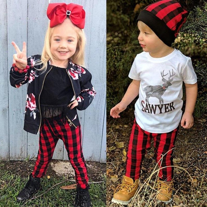 Modern Girls Red Pants For Newborn and Kids In Cute Baby Clothes Trousers Style Plaid Pants for Girls