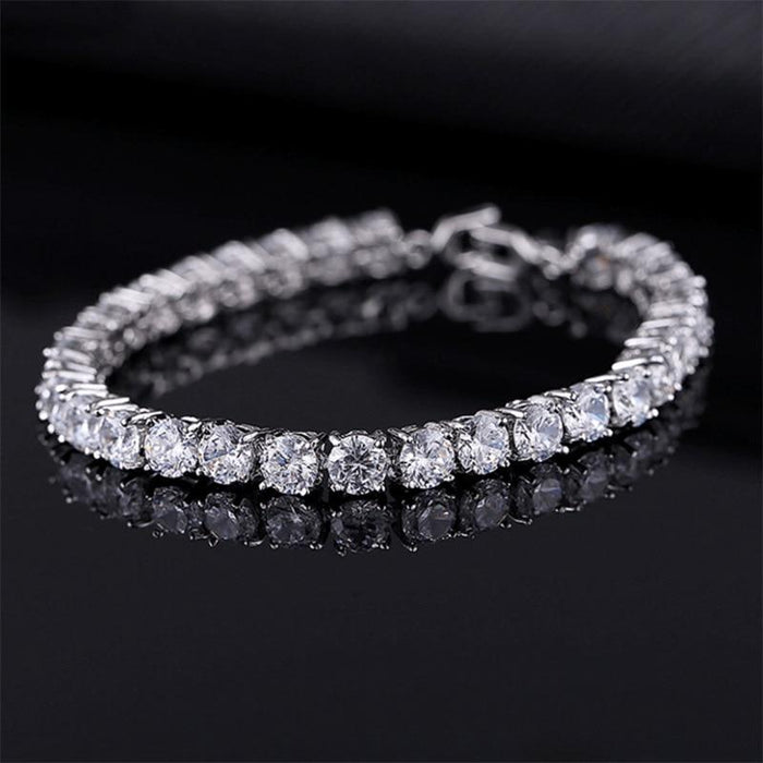 Luxury 4mm Diamond Shiny Elegant Cubic Zirconia Tennis Bracelets Iced Out Chain Crystal Wedding Bracelet For Women and Men In Modern Gold Silver and Colorful Design