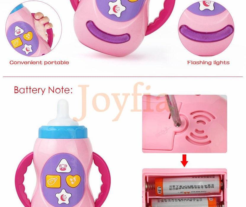 Baby Simulation Milk Bottle Toy LED Flashing Baby Bottle With Sound and Light Toys For Baby