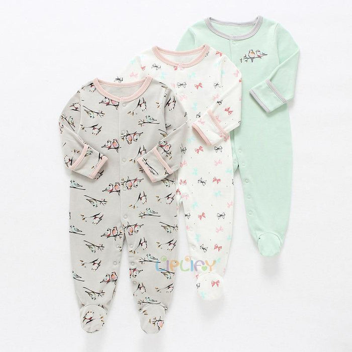 3pcs Set Baby Romper Newborn Sleep suit Flower Baby Rompers Infant Baby Clothes Long Sleeve Newborn Jumpsuits Pajamas for Kids