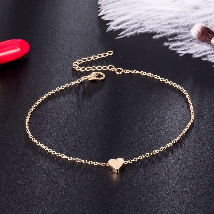 Female Heart Anklets Barefoot Crochet Sandals Foot Jewelry Bracelets For Women Leg Chain