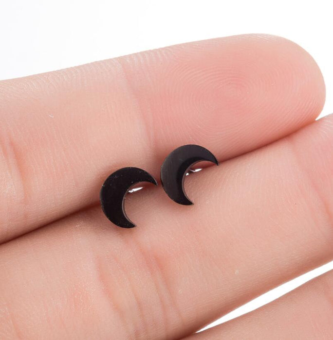 Small Luxury Black Stainless Steel Earrings Geometric Shape for Women Black Star Moon Stud Earring Fashion Jewelry Best Gift for Women