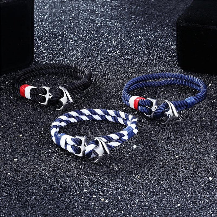 High Quality Anchor Bracelets  Charm Nautical Survival Rope Chain Paracord Bracelet Male Wrap Metal Sport Hooks For Men