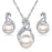 Trendy Elegant Luxury Jewelry Sets Wedding Silver Color Earrings Simulated Pearl Jewelry Set Women Necklace Set  For Women and Ladies