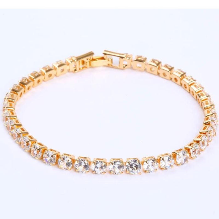 Luxury 4mm Diamond Shiny Elegant Cubic Zirconia Tennis Bracelets Iced Out Chain Crystal Wedding Bracelet For Women and Men In Modern Gold Silver and Colorful Design