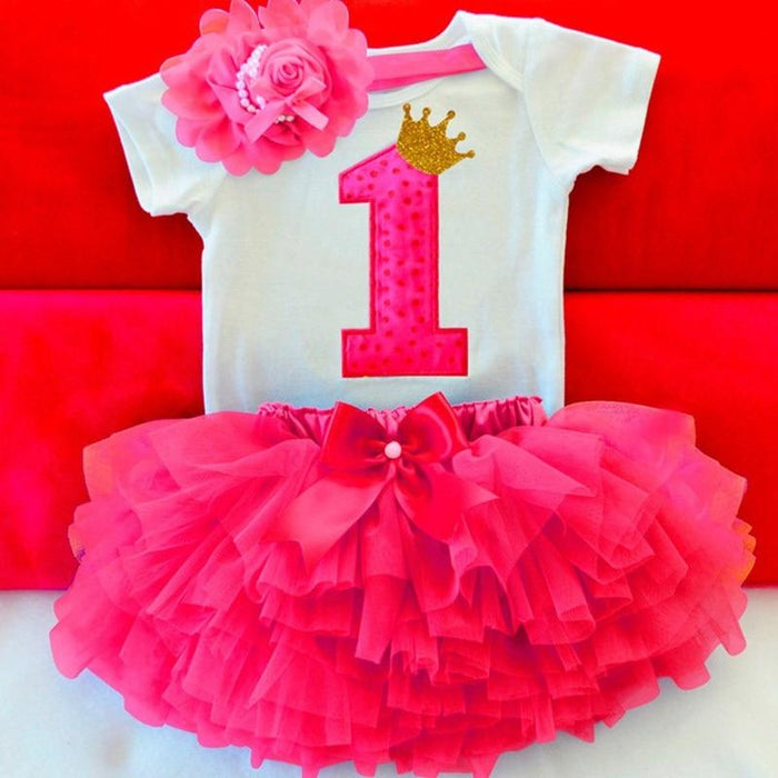 Baby First Birthday Outfits Tutu Tulle for 1 Year Party Fluffy Pink Communion Toddler Christening Gown Dresses For Girls