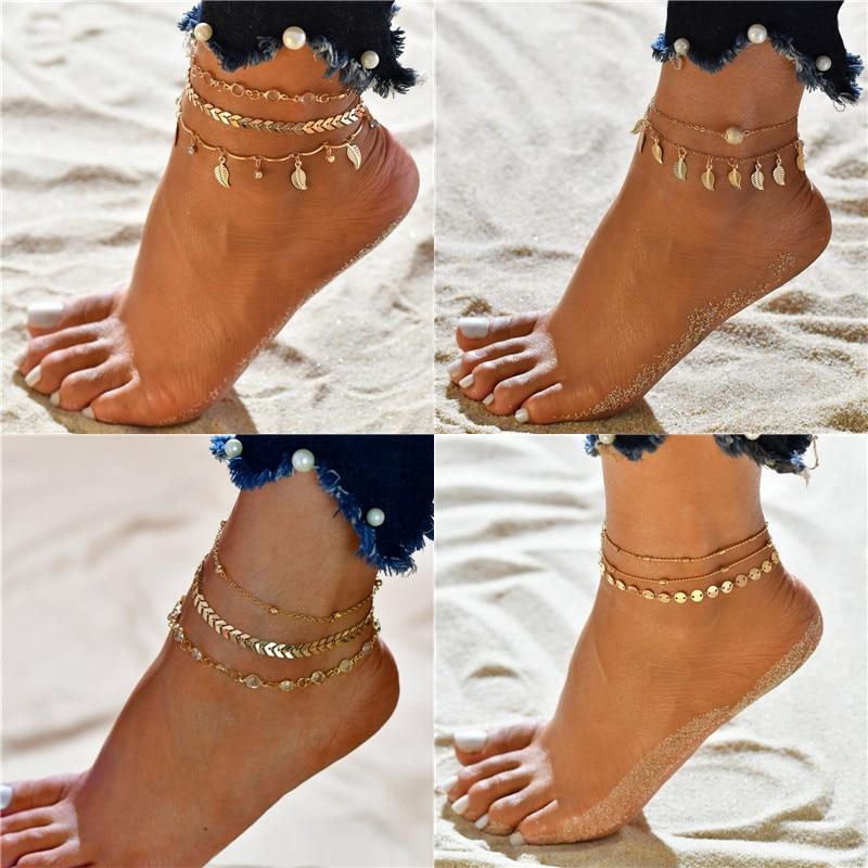 Modern New Stainless Steal Bohemian Beads Ankle Bracelet for Women Round Tassel Anklet Foot Jewelry Accessories