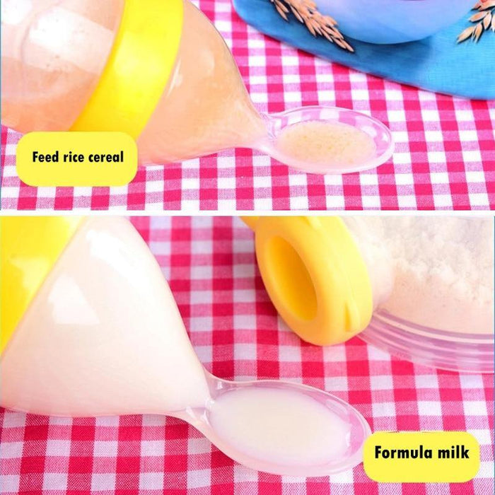 Safety Silicone Bottle For Infant Dids Deeding Bottles With Spoon Baby Food Supplement Bottle Cup For Kids