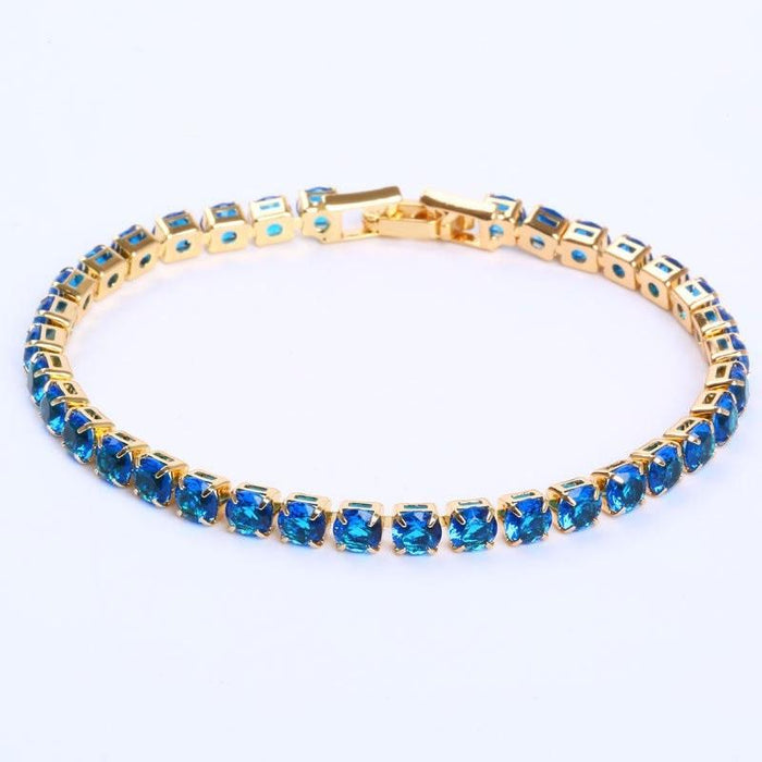 Luxury 4mm Diamond Shiny Elegant Cubic Zirconia Tennis Bracelets Iced Out Chain Crystal Wedding Bracelet For Women and Men In Modern Gold Silver and Colorful Design