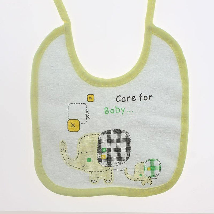 Soft Newborn Cotton Elephant Feeding Burp Cloth Waterproof Infant Animal Double Layer Bandana Feeding Bib For Kids