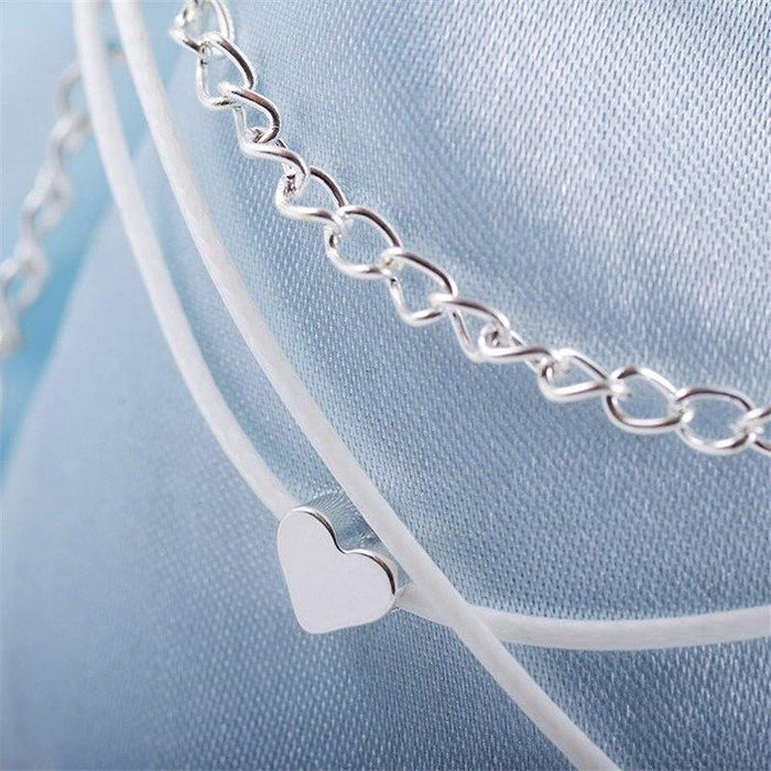 Heart Bohemian Silver Color Anklet Bracelet Heart shape Female Anklets foot Jewelery Style 2020