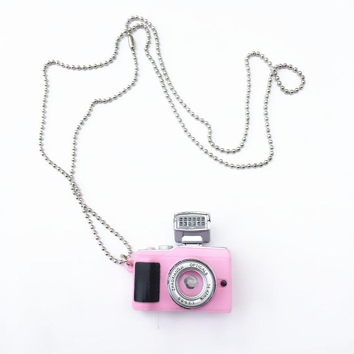 Interesting Flash Camera Necklaces Music Pendant Luminous Necklace Retro Small Camera Necklace With Flash For  Men and Women