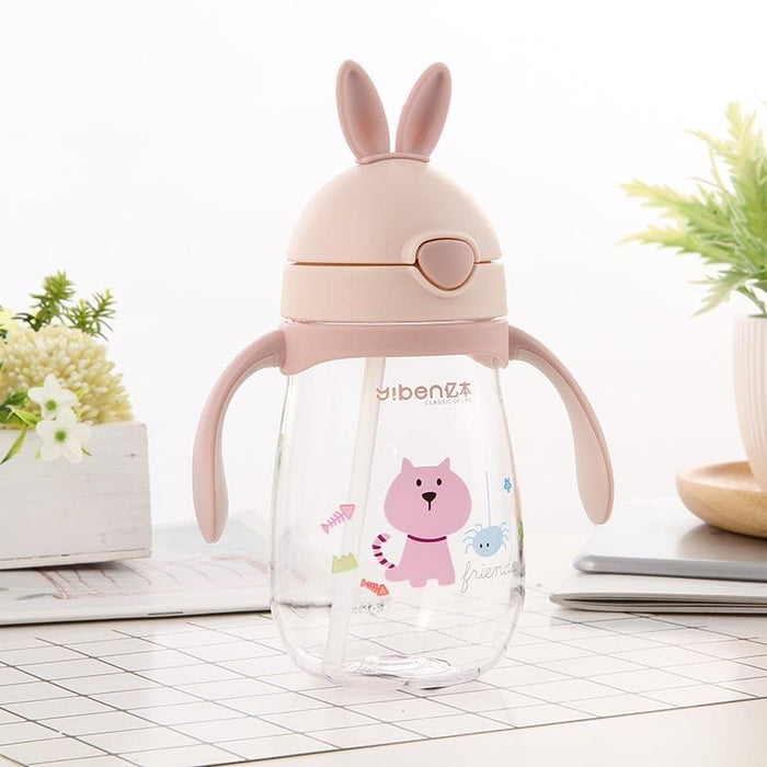 Rabbit Baby Feeding Cup with a Straw BPA Free Children Feeding Drinking Handle Water Bottles Training Cup For Milk For Kids and baby