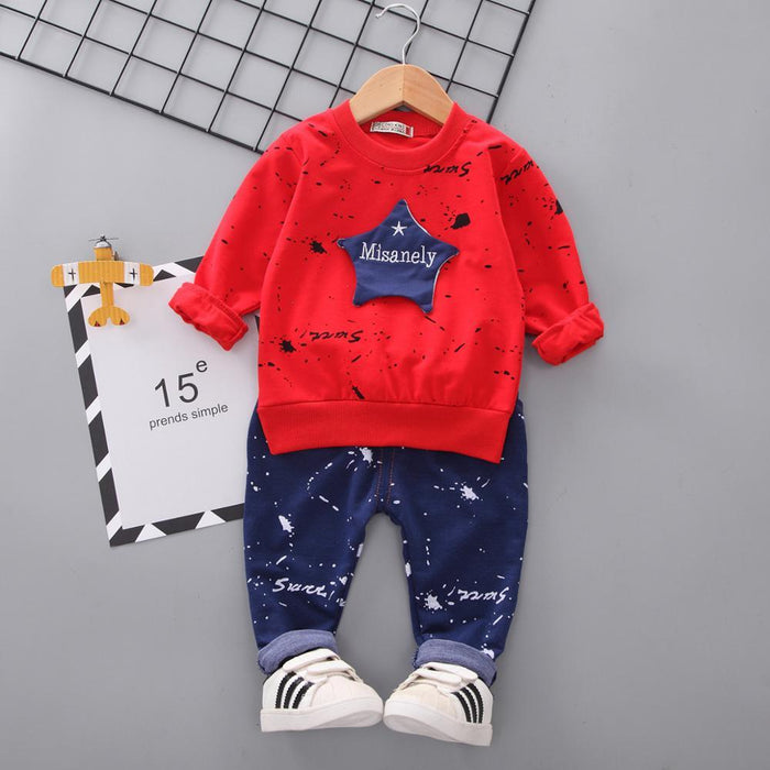 Modern Elegant Luxury Baby Boys Costume Star Camouflage Tracksuit Tops Pants 2PCS