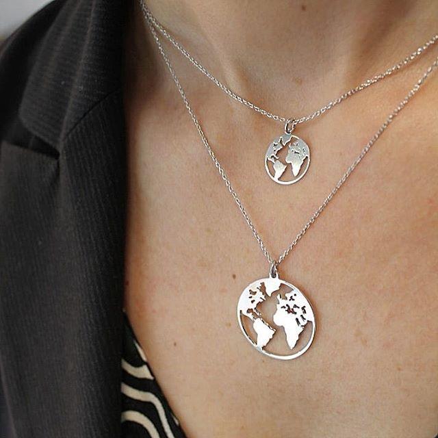 Modern Gold World Map  Necklaces & Pendants Dainty For Women and Girls Jewelry Cool Design And Excellent Gift