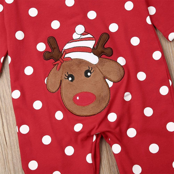 My First Christmas Baby Boy Girl Rompers Newborn Infant Baby Cartoon Deer Red Jumpsuit 0-18M For Girls and Boys For Christmas