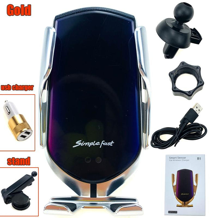 Automatic Luxury Modern Car Wireless Charger Infrared Induction Wireless Charger For Phones Sliver/Gold