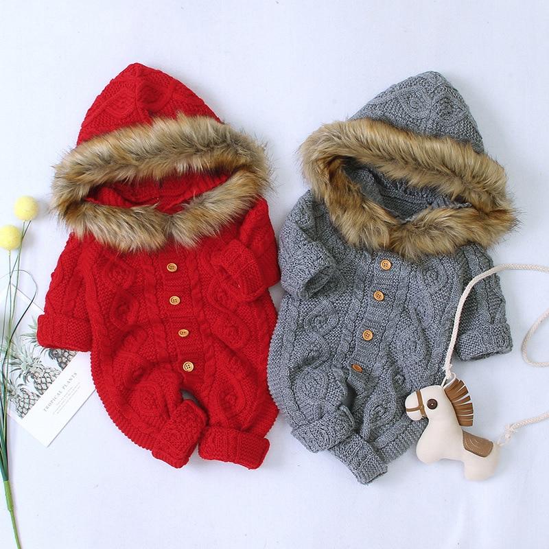 Modern elegant Baby Warm Coat For Newborn Baby Hooded Knit Romper Baby Jumpsuit outfit In Modern Design