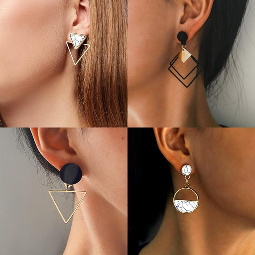 New Fashion Round Dangle Drop Korean Earrings For Women In Geometric Round Heart Gold Earring Wedding Elegant Style