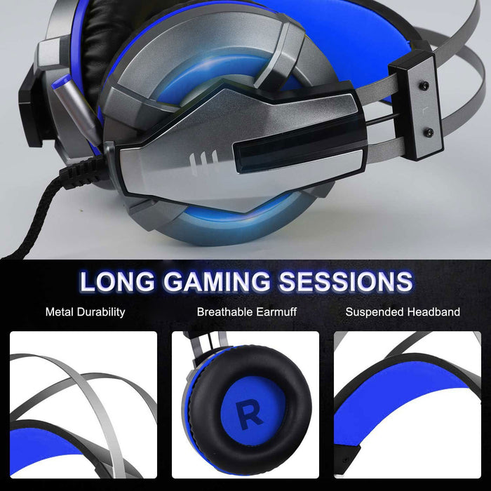 NEW Trend  Gaming Headset Gamer Ear Wired Headphones for Smartphone/PS4/PC/Xbox with Retractable Rotate Microphone and LED Light