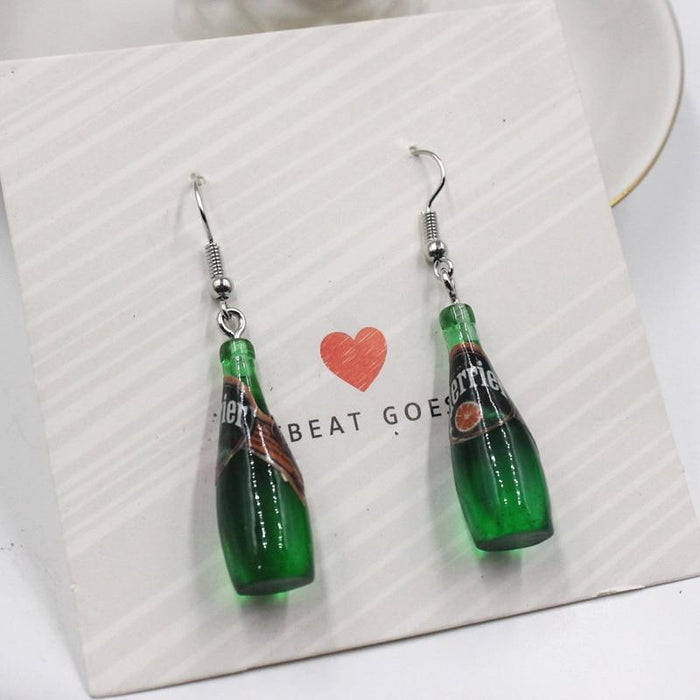 Fashion Creative Simulation of Mineral Water Bottles Earrings Cute Handmade Earrings Womens Jewelry