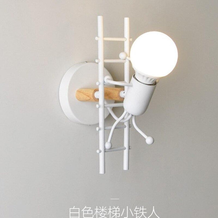 Modern Retro Cartoon Doll Sconce Lamp for Kids Baby Room Modern Nordic Luminaire Home Lighting Decoration WALL Sconce Child Climbing Ladder Lamp Descoration