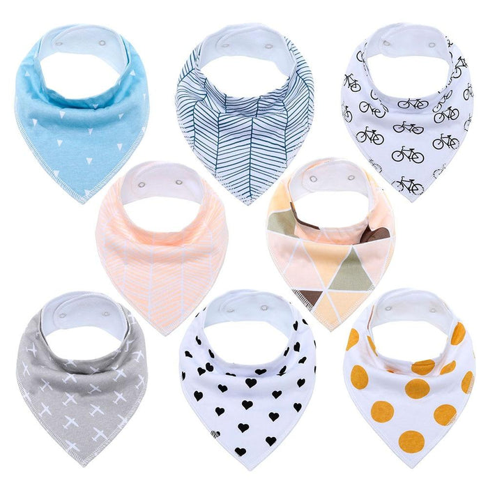 8PCS/SET Pack Baby Bandana Organic Absorbent Soft Cotton Drool Bibsfor Teething And Feeding Bib For Baby and Kids Feeding