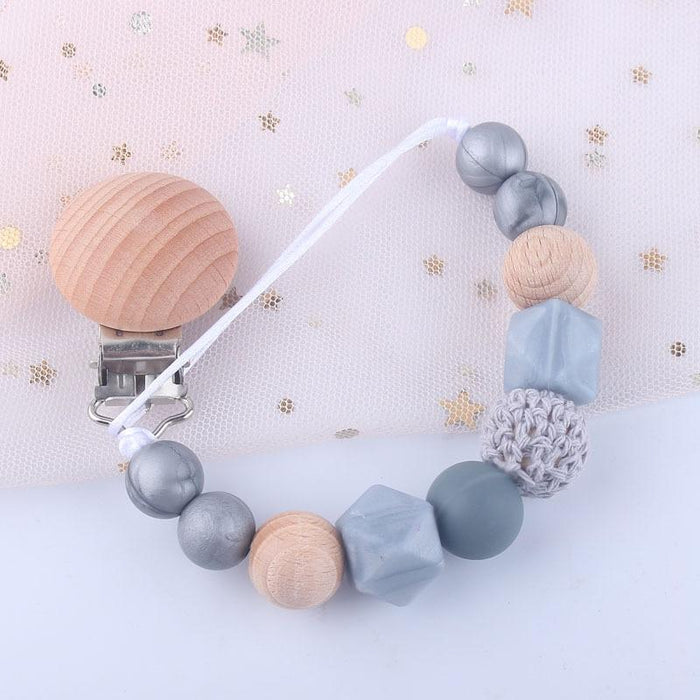 Modern Handmade Chain Wooden Holder For Pacifier Clips Leash Strap Nipple Holder For Infant Feeding For Baby