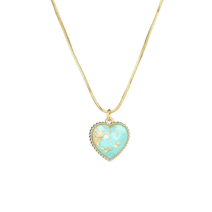 New Romantic Amazing Sweet Cute Colorful Heart Shape Pendant Elegant Link Chain Necklaces Luxury For Women And Girls Wedding Engagement Accessories Jewelry