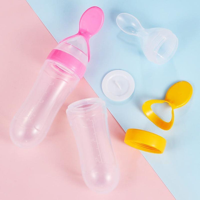 NEW Baby Feeding Bottle Spoon With Silicone Spoon Newborn Infant Squeeze Spoon Toddler Supplement food Bottle Feeder For Kids and Baby