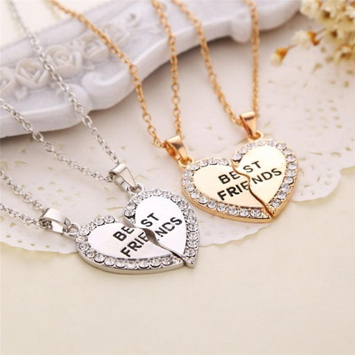 BFF Trendy Necklace For Women Crystal Elegant Heart Pendant Best Friend Letter Luxury Necklace Fashion Couple Necklace Men Friendship Jewelry