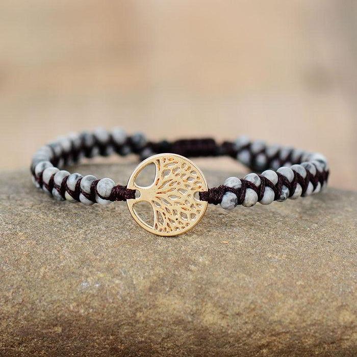 Modern handmade Luxury Tree Charm Bracelets African Japser String Braided Bracelets Lover Jewelry Gift For Men and Women