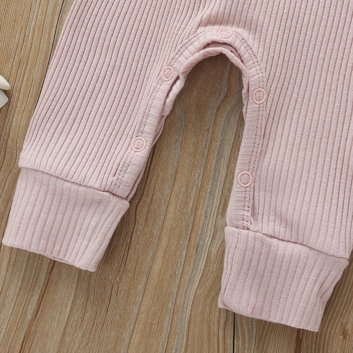 Infant Baby Boy Girl Cotton Romper Knitted Ribbed Jumpsuit Solid Clothes Warm Outfit For Kids