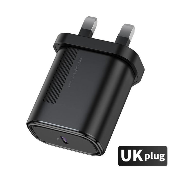 Small Black PD Charger USB 18W QC 4.0 USB Type C Fast Portable Wall Charger High Speed Charging