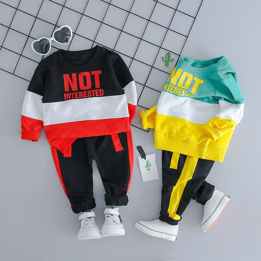 Baby Boys Costume Letter Tracksuit Tops Pants 2PCS Children Boy spring Outfits In Modern Sport Deisgn Made for Kids