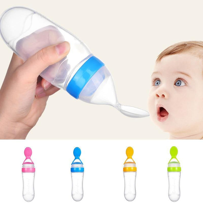 NEW Baby Feeding Bottle Spoon With Silicone Spoon Newborn Infant Squeeze Spoon Toddler Supplement food Bottle Feeder For Kids and Baby