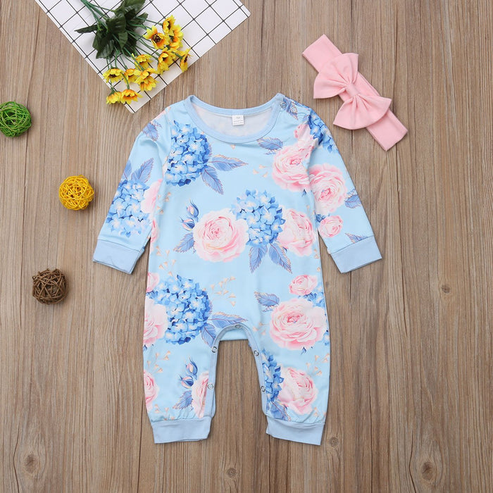 New Fashion Newborn Romper Floral Jumpsuit  Baby Playsuit Girl Outfit Clothes Set For Girls