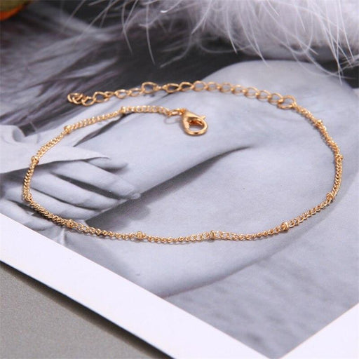 Luxury Stainless Steal Simple Silver Color Bead Chain Anklet Brecelet Bohemian adjustable Foot Jewelry Style