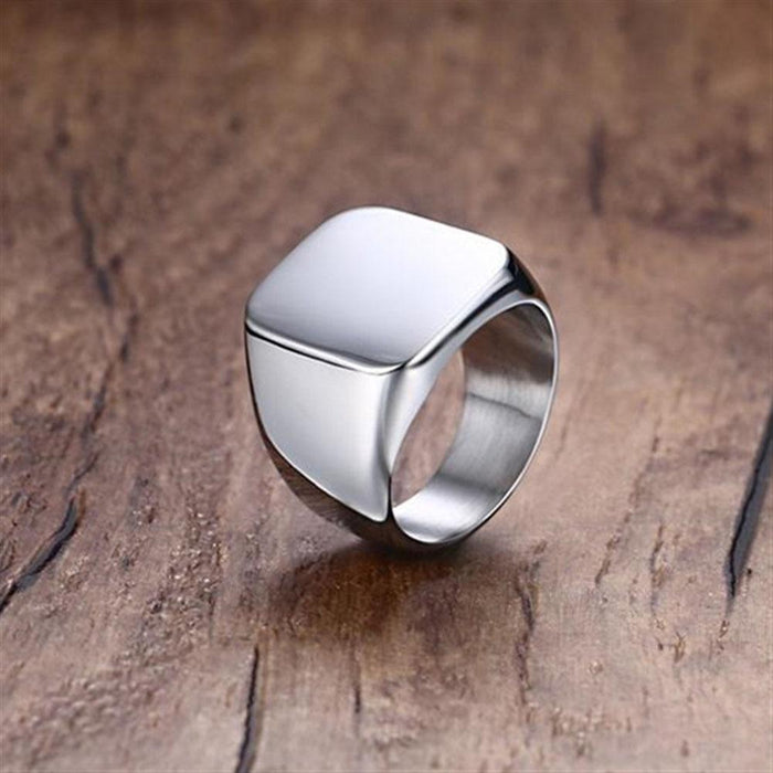 Great High Quality New Stainless Steel Elegant Black Men's Rings All-gloss Amazing Square Solid Titanium Classic Ring Luxury Wedding Engagement Jewelry