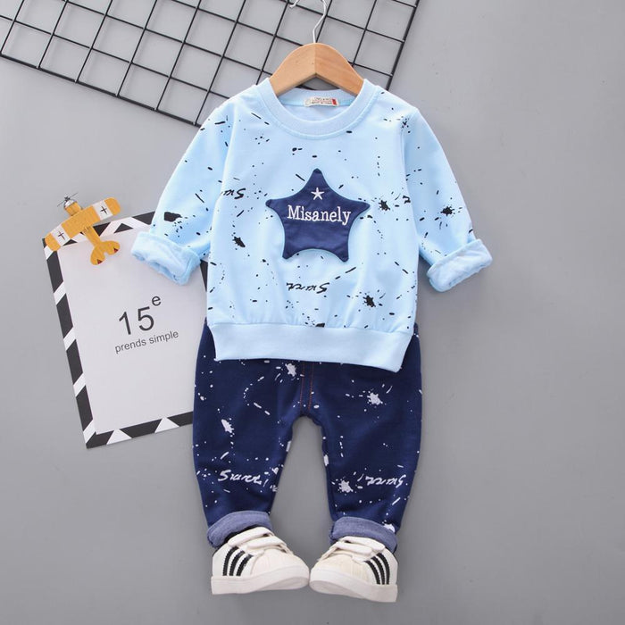 Modern Elegant Luxury Baby Boys Costume Star Camouflage Tracksuit Tops Pants 2PCS