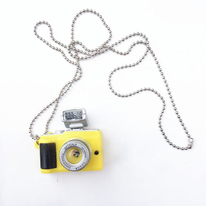 Interesting Flash Camera Necklaces Music Pendant Luminous Necklace Retro Small Camera Necklace With Flash For  Men and Women