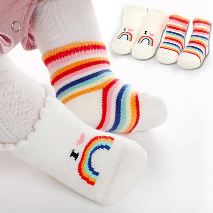 Comfortable Cute Cotton Newborn Soft Baby Girls Boys Socks Infant Toddler Stripe Anti Slip Stretchy Socks