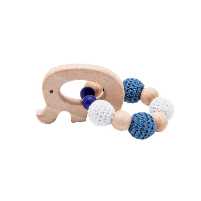 Wooden Teether Hedgehog Crochet Beads Wood Crafts Ring Engraved Bead Baby Teether Wooden Toys For Kids Rattle