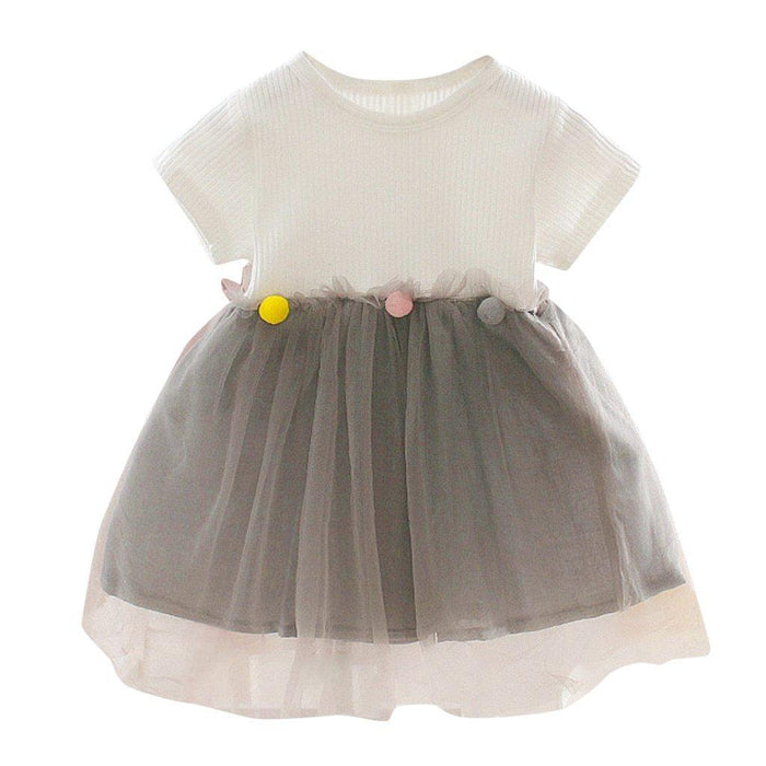 Fashion Modern New Spring Toddler Kids Baby Girls Patchwork Tulle Casual  Princess Dress For Girls