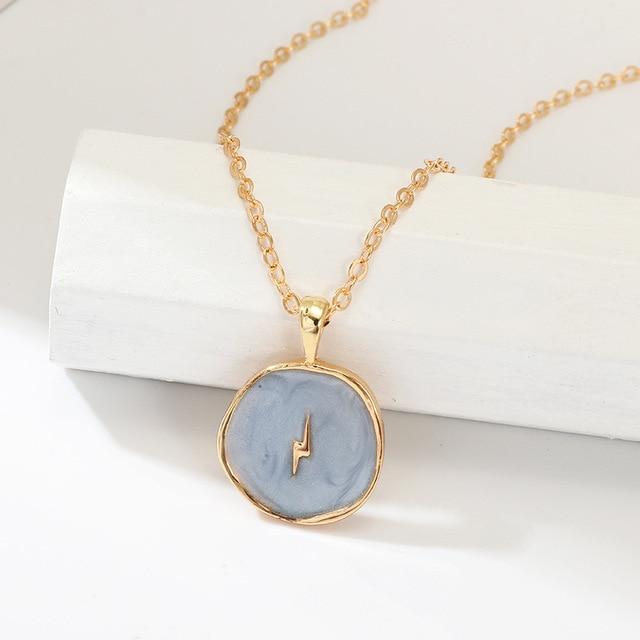 Women Long Simple Stars Moon Heart Round Double Layer Golden Necklace And Earrings Luxury Jewelry Style Cool Gift