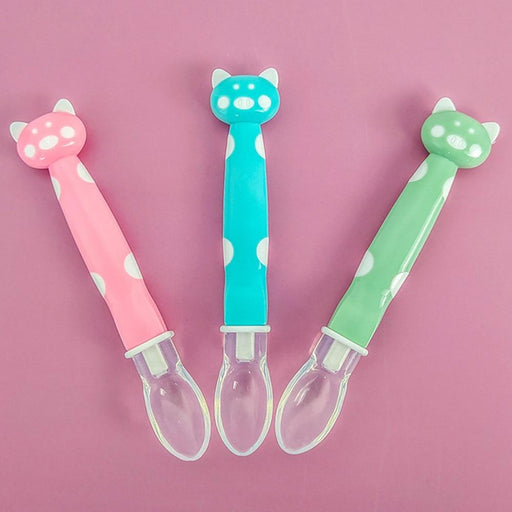 1pcs Baby Soft Silicone Spoon Candy Color Temperature Sensing Spoon Children Food Baby Feeding Tools For Eating