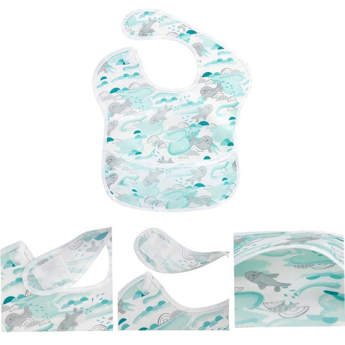 Waterproof Baby Bibs Polyester TPU Feeding Bibs Washable Baby Bibs with Food Catcher For Kids