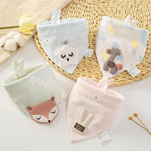 Baby Bibs Triangle Double Cotton Bibs Cartoon Saliva Towel Baby Boys Girls Feeding Apron Cotton Bib for Kids